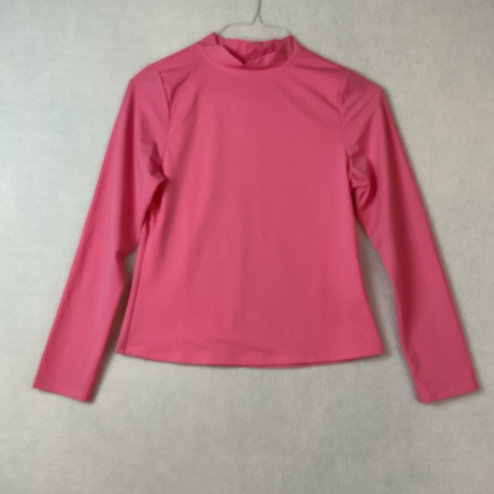 Lands End Rash Guard Swim Top Girls Youth XL 16 Pink Long Sleeves